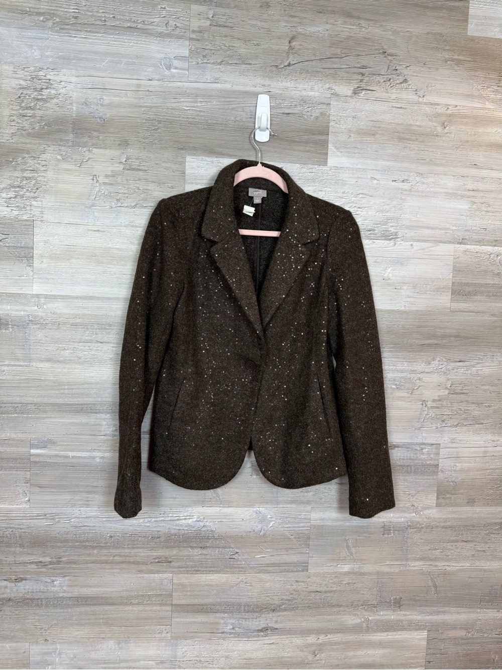 J.Jill Brown Wool Blend Sequin Blazer Jacket S